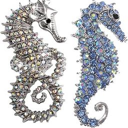 2Pcs Vintage Crystal Rhinestone Seahorse Brooch Pin Wedding Party Jewelry | Fashion Jewelry | Pins & Brooches-image-72