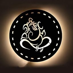 VAH- Kya Bat Hai !! Wooden Ganesh Design Wall Art Décor Wall Hanging Lamp for Living Room, Bedroom, Home Décor, Office décor (Black)-image-1