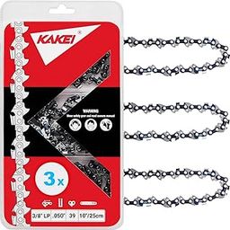KAKEI 10 Inch Chainsaw Chain 3/8" LP Pitch, 050" Gauge, 39 Drive Links (3 Chains)-image-72