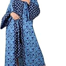Women Exclusive Pure Cotton Two pcs Night Gown Set Sleeveless Inner with Full Sleeves Robe/Housecoat-image-87