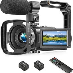 Camcorder FHD 1080P Video Camera for YouTube with 30FPS 36MP 3.0 Inch 270 Degree Rotation LCD, 16X Digital Zoom Vlogging Camera for Beginners with 2 Batteries Microphone, Remote, Stabilizer, Lens Hood-35
