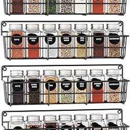 Craft Expertise Spice Rack Organizer,Hanging Spice Pantry Storage Floating Shelves Organization,4 Pack Space Saving Seasoning Organizer For Kitchen Cabinet,Door Or Bathroom,Black (Iron,Wall Mounted)-image-64