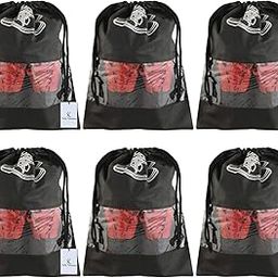 Kuber Industries 6 Piece Non Woven Travel Shoe Cover, String Bag Organizer, Black -CTMTC039514-37