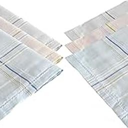 Kuber Industries Men's Handkerchiefs, 100% Pure Cotton, Pocket Square Hankies, Classic Plaid Pattern Perfect for Gift, Set of 6 (Lite Colour), Standard (HS_37_KUBMART020423)-image-103