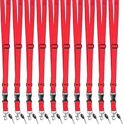 10 Pack Cruise Lanyard Length Adjustable for Office, Teacher and Family Cruise, with Release Buckle and Mobile Clip for Keys, ID Badge, USB Drive and Cell Phone.(Red,10 Pack)-10