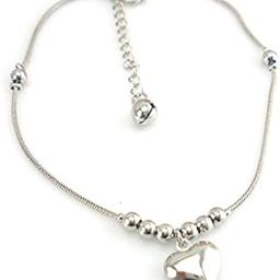 Silver Plated Single Line Heart Pendant & Bead Anklet Ankle Bracelet Barefoot Sandal BeachJewelry-image-43