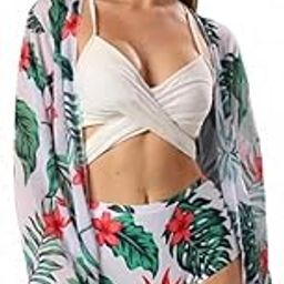 Women's 3Pcs Floral Print Bikini Cover Up Set-picture-41