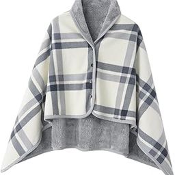 ARTISOUL® Poncho Blanket Cozy for Women Wearable Blanket for Home Bed Gift for Grandma Gray 100X140Cm | Bedding | Blankets & Throws-image-8