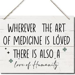 Doctor Nurse Office Decor, Decorative Hanging Wood Plaque for Wall, Rustic Wall Decor, Doctor Gift, Nurse Gift, Wherever the Art of Medicine is Loved, There is Also A Love of Humanity Sign JS4-65-image-3