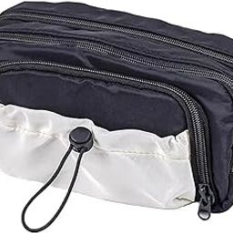 AUGEN Pencil Pouch for Girls | Large Capacity 5-Layer Stationery Organizer | Woven Fabric Pen Case with Adjustable Drawstring Pocket & Mesh Compartments for School & Office Supplies (Black)-image-34