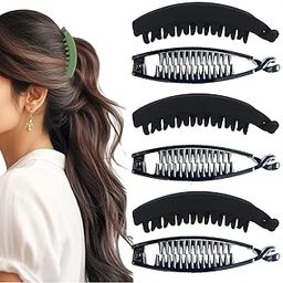 BIRDWARE Hair Clips Big Size Multi black Color Imported Rubber Acrylic Material Stone Butterfly Hair Clips For Women | Hair Clutchers (Teeth Banana Clip (Pack of 6)-image-26