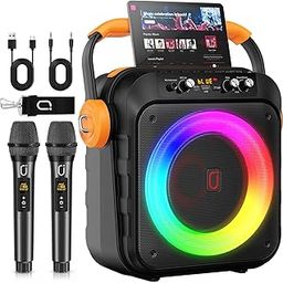 Karaoke Machine with 2 Microphones: HWWR Portable Bluetooth Speaker with 6.8" Subwoofers, Karaoke Machine for Adults Kids with PA System, Karaoke Microphone & DJ Lights for Home Party Outdoor-39