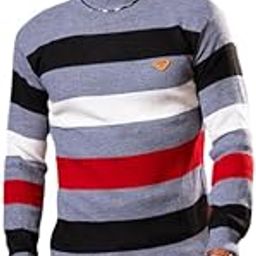 Men's Striped Woolen Round Neck Sweater | Stylish Full Sleeve Winter Pullover | Multicolor Casual Wool Sweater for Men Regular Fit Winterwear-image-28