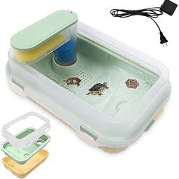 Rizopets Multifunctional Ecological Turtle Habitat Reptile Aquarium Tank with Water Filter for Tortoise, Crayfish & Crab (Large)-image-2