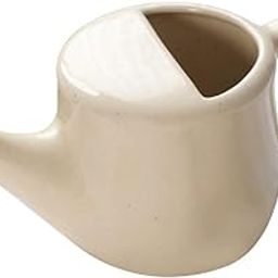 QIMACPLUS Ceramic Jala Neti Pot with Nostril Plugging Support | Leak-Proof, Spill-Free Design | Durable, Lead-Free, Microwave & Dishwasher Safe | Comfort Grip in Cream Color (300ml)-image-3