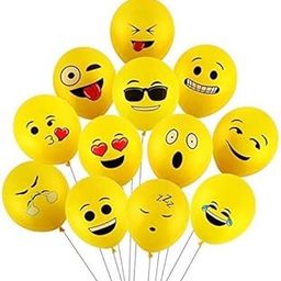 Party Propz Rubber Yellow Emoji Balloon - 25 Pcs, Balloons for Decoration|Smiley Theme Balloons for Party|Balloons for Kids|Birthday Balloons Decor|Balloon Printed Face Expression|Smiley Balloons-32