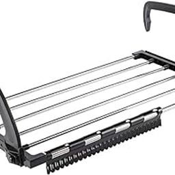ARURA (LABEL) Foldable Drying Rack, Indoor/Outdoor Easy Install Folding Clothes Towels Drying Rack Shoe Rack Hanging on The Door Bathroom Windowsill Guardrail Corridor Balcony (Black)-image-5