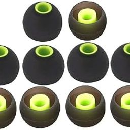 RUWEL Replacement Earphone & Handfree Silicone Rubber Medium Size 5 Pair Caps for Realme Boat Oppo Vivo Samsung One Plus Airpods, Earbuds, Bluetooth Neackband(10p Ear Pads) (Black Green 5-Pair)-image-34
