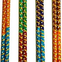 DMS RETAIL Multicolor Wooden Dandiya Sticks for Dance Garba Sticks for Navratri Celebration with Decorative Lace Large Size 14.4 Inches (Pack of 2 Dandiya Pair)-image-30