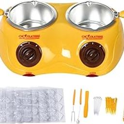 MYADDICTION Furnace Machine with Double Bowls Electric Chocolate Fondue for Candy Cheese Yellow-image-33