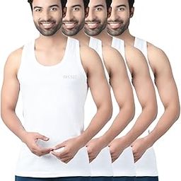 Men Pure cotton Knitted White sleeveless Vest Indigo Pack of 4-image-5