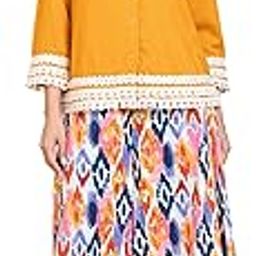 Solid Rayon Shirt with Ikkat Printed Sharara Western Co-Ord Set for Women's|Collared Full Straight Sleeves Relaxed Fit Cord Set|Ladies Fusion Wear-image-47
