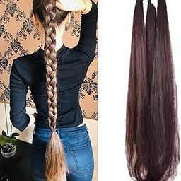 Heavy moti choti Brown Fake Long choti Extensions Hair for Women & Girls | Savaram Gangawan Cataram Sadaraa Paranda Choti | Nakli Hair Wig for girls long hair wig for women, hair extensions for women | Extra Hair Braid Attachment for Ladies Model No : BLK001-13