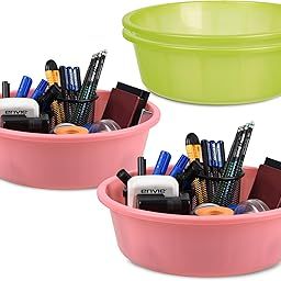 Homestic Pack of 4 Desk Organizer | Stationery Organizer | Multipurpose Storage Organizer | Office Supplies for Pen-Pencil-Staplers | Desktop Organizer | 6 LTR | Green & Light Pink-image-11