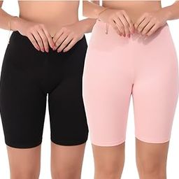 BoLeeM Women's Girls Cycling Shorts for Gym, Yoga, Underskirt, Activear Solid Color (Pack of 2)-image-5