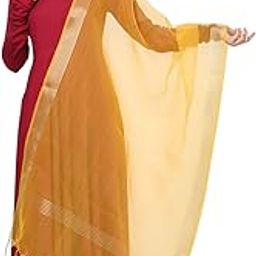 Women's Yellow Organza Dupatta-21