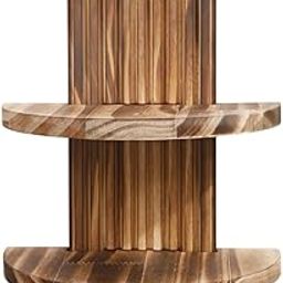 Oval Wall Shelf Modern Wooden Display Stand for Yard Dining Room Living Room 22Cmx34.5Cm Double Layer | Home & Garden | Furniture | Bookcases-image-64