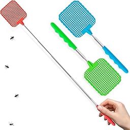 Long Handle Fly Swatter, Adjustable Plastic Flapper Insect Killer for Mosquitoes, Flies, Cockroaches, Multicolour-21