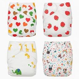 Zingle Leakage-Proof Advanced Cloth Diapers for Babies, High Absorbent Cotton 4 Reusable Diaper and 4 Insert Pad, Washable Cloth Diaper, 0-3 Years, (5-18kg), Freesize, Reduces Rash-image-27