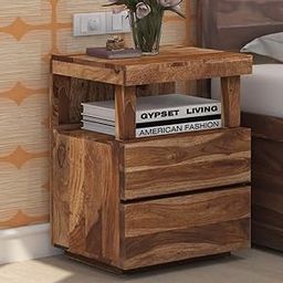SRB FURNITURE sheesham Wood Bedside Table (Teak Brown, 2 drower)-image-90