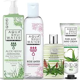 Aqua Shui Water Body Care Gift Box Set for Women | Includes Aloe Neem Cleansing Milk, Rose Water, Pure Aloe Moisturizer & Hand Cream | Skincare Gift Kit for Women | Ideal for Gift | Pack of 4-40
