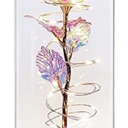 Cannagenix Glass Rose Galaxy Rose Enchanted Rose Light Up Rose Glass Rose Flower Gift Glass Roses Mom Forever Rose Rose in Glass Dome Glass Flower Infinity Rose for Girls Women (Multi Colors)-image-28