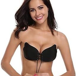 Strapless Self-Adhesive Push-Up Bra – Lace-Up Front, Backless Design – Invisible Support for Women Black-picture-5