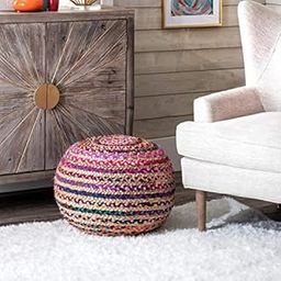 Housine Home Decor Jute Pouf|Ottoman|footrest, for Living Room Sitting Round Ottoman Bean Filled Hand. Designer poufs for Home and Offices (Rainbow Color)-image-98