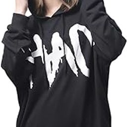 Women's Chaos Printed Black Oversize Fit Hoodie-8