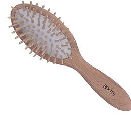 Roots - Wooden Oval Hair Brush with Round Tip Bristles, Unisex Eco-Friendly, Durable, and Gentle Detangler Paddle Hairbrush for Hair Growth and Scalp Massage (Brown) - Pack of 1 - WPS-BW-53