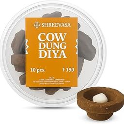 Shreevasa Cow Dung Diya Set – Eco-Friendly Panchgavya Diyas for Diwali, Puja & Festivals | Traditional Handmade Gobar Oil Lamps | Natural Vilakku Deepam for Gifting & Daily Rituals (Pack of 4)-image-5