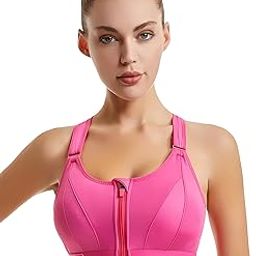 Polyamide Padded Front Zip High Support Racerback Sports Bra for Women with Adjustable Straps, Moisture-Wicking 4-Way Stretch Fabric, Sizes M to 5XL-image-45