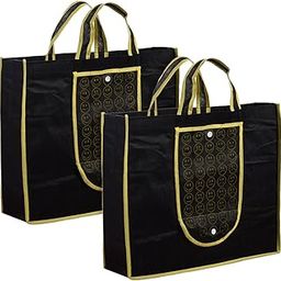 Grocery Hand Bag | Shopping Bag for Vegetables | Foldable Hand Bag with Front Pocket & Handle | Pack of 2 | Yellow-image-49