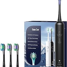 Oscillation & Vibration Sonic Electric Toothbrush for Adults with 4 Dupont Bristles Brush Head, IPX7 Waterproof, USB Rechargeabl, Travel Powered (ABS Black)-image-74