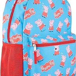Allover Print Backpack - Adventure with Peppa and George in Every Step, A Playful and Colorful Kids School Bag, Blue-21