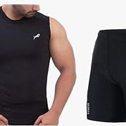 Swimming Tshirts with Tights Compression Stretchable with Flat Look Top Sleeveless Tights T-Shirt for Sports Gym Short Combo-picture-28