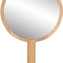 Jumbo Round Shape Wooden Handheld Beauty Makeup Mirror 9.5 inch for Bathroom, Dressing Table/Shaving/and for Travel kit-10