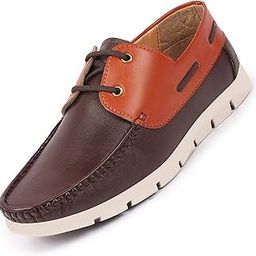 fausto Men's Side Lace Stitched Lace Up Boat Shoes-picture-45