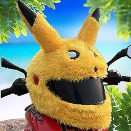 SRPHERE Funny Piikachuu Design Bunny Helmet Cover Stylish Biker Rider for Full Helmet-picture-20