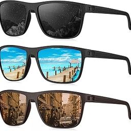 3 Pack Polarized Sunglasses for Men Lightweight Sun Glasses with UV Protection for Driving Fishing Golf-image-70